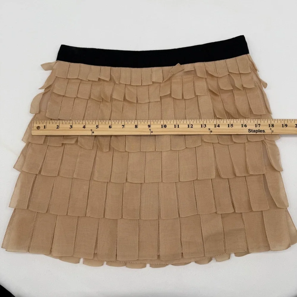 J. Crew‎ Collection Mini Skirt 4 Tan Fringe Playful Flirty Feminine